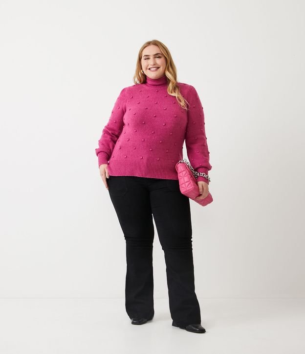 Blusa de Punto Texturizado con Lunares en Relieve Curve & Plus Size Rosado 2