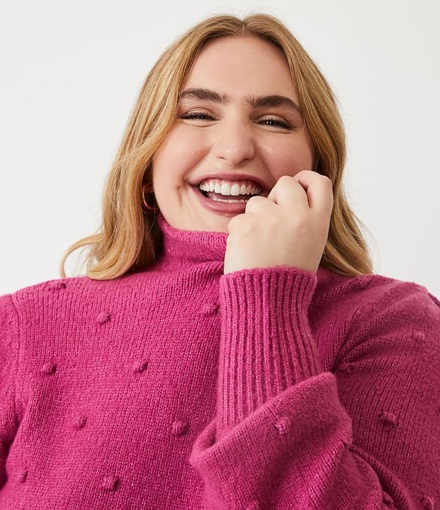 Blusa de Punto Texturizado con Lunares en Relieve Curve & Plus Size Rosado 4
