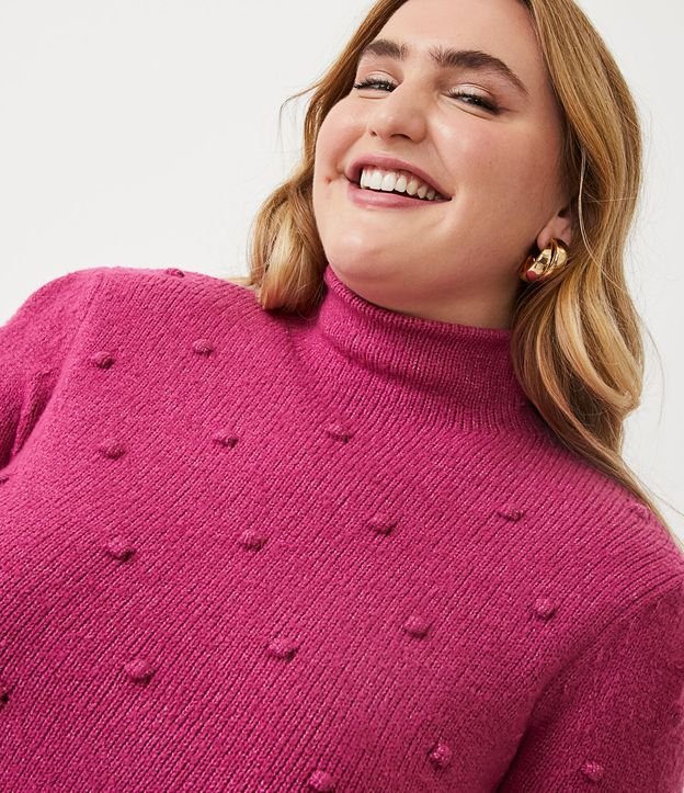 Blusa de Punto Texturizado con Lunares en Relieve Curve & Plus Size Rosado 6