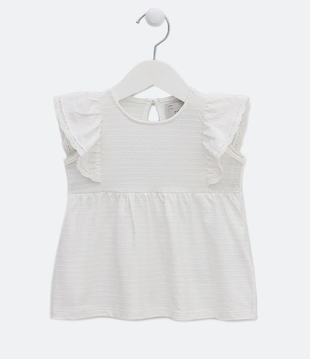 Blusa Infantil Texturizada con Volado en la Manga - Talle 1 a 5 años Blanco 1