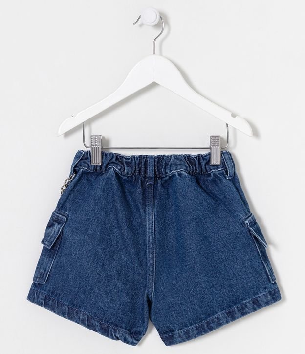 Short Infantil Jeans con Bolsillos Cargo y Cadena - Talle 5 a 14 años Azul 2