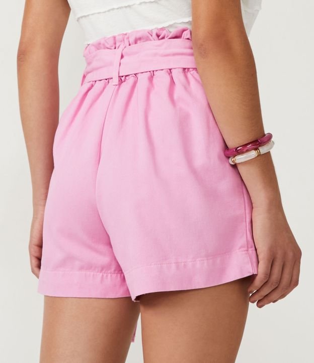 Short Clochard en Sarga con Cinturón Rosado 3