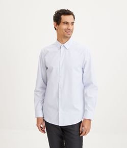 Camisa Regular em Algodão Maquinetado com Listras