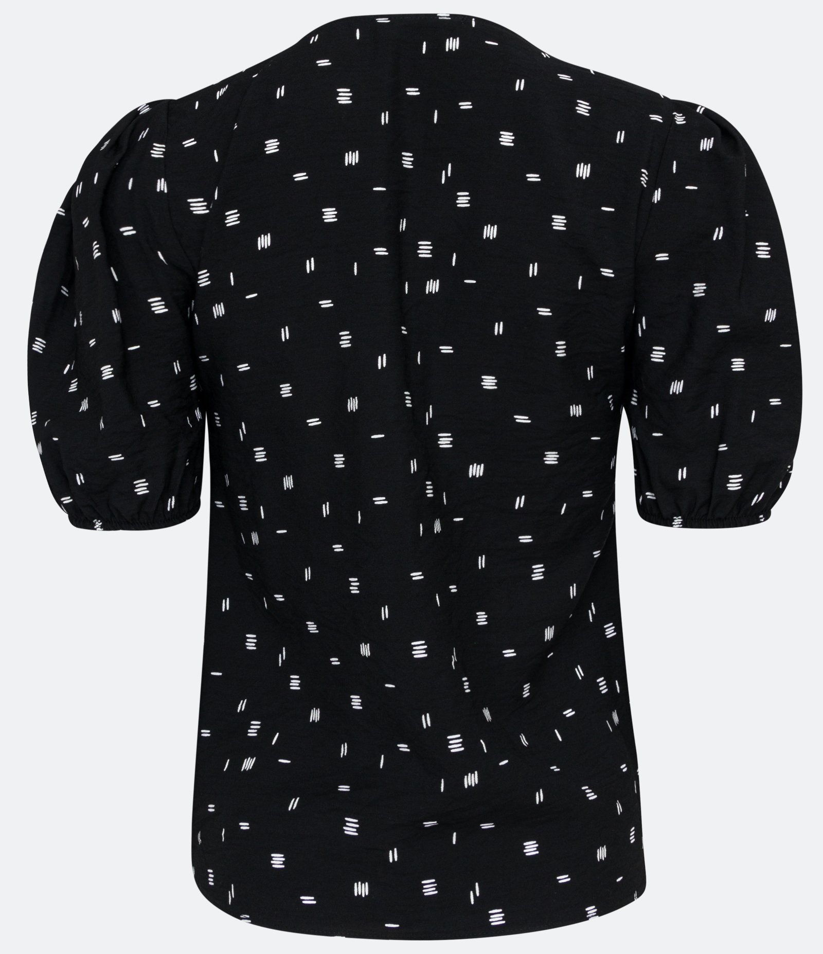 Blusa em Viscose com Manga Bufante e Estampa em Traços Preto 6