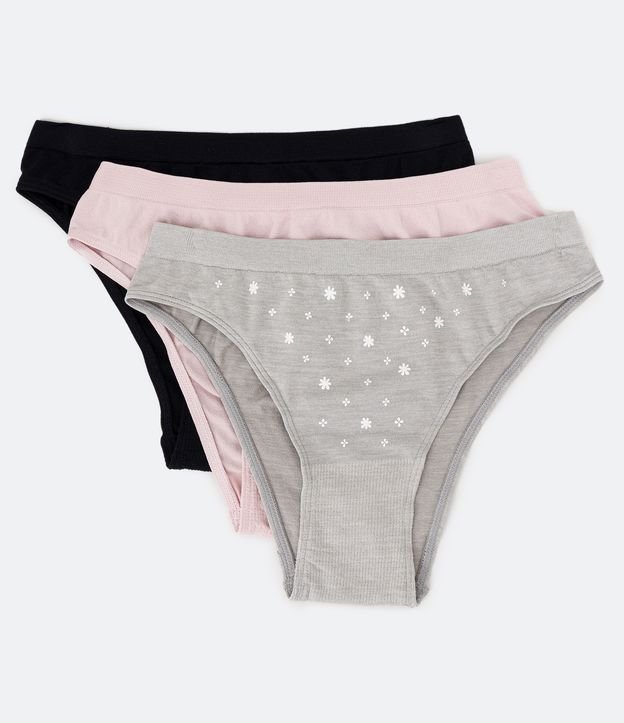 Kit 03 Calcinhas Biquíni em Poliamida com Lateral Média Trifil