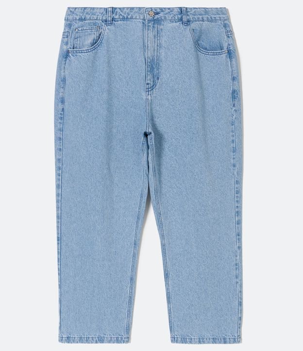 Pantalón Recto en Jeans Delavé con Botón Joya Curve & Plus Size Azul 7