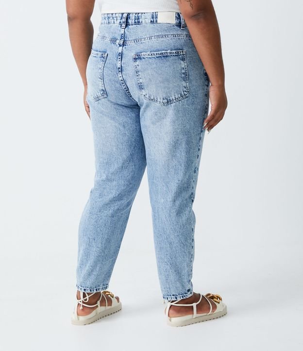 Pantalón Mom Jeans con Mini Lunares Bordado Curve & Plus Size Azul 3
