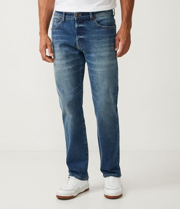 Pantalón Recto Jeans con Bolsillos Azul 2
