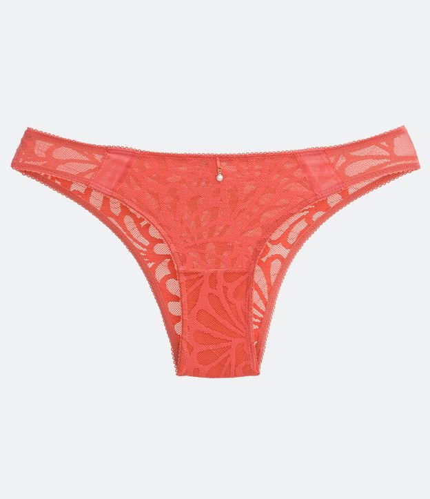 Bombacha Bikini en Encaje con Textura Concha Naranja 4