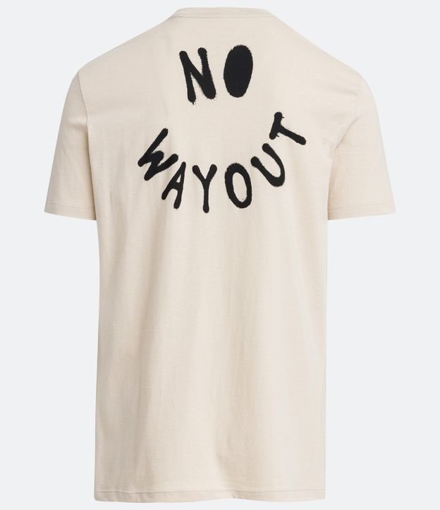 Camiseta Long em Meia Malha com Estampa No Way Out Bege 7
