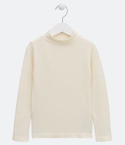 Blusa Básica Infantil Canelada e com Gola Alta - Tam 5 a 14 Anos