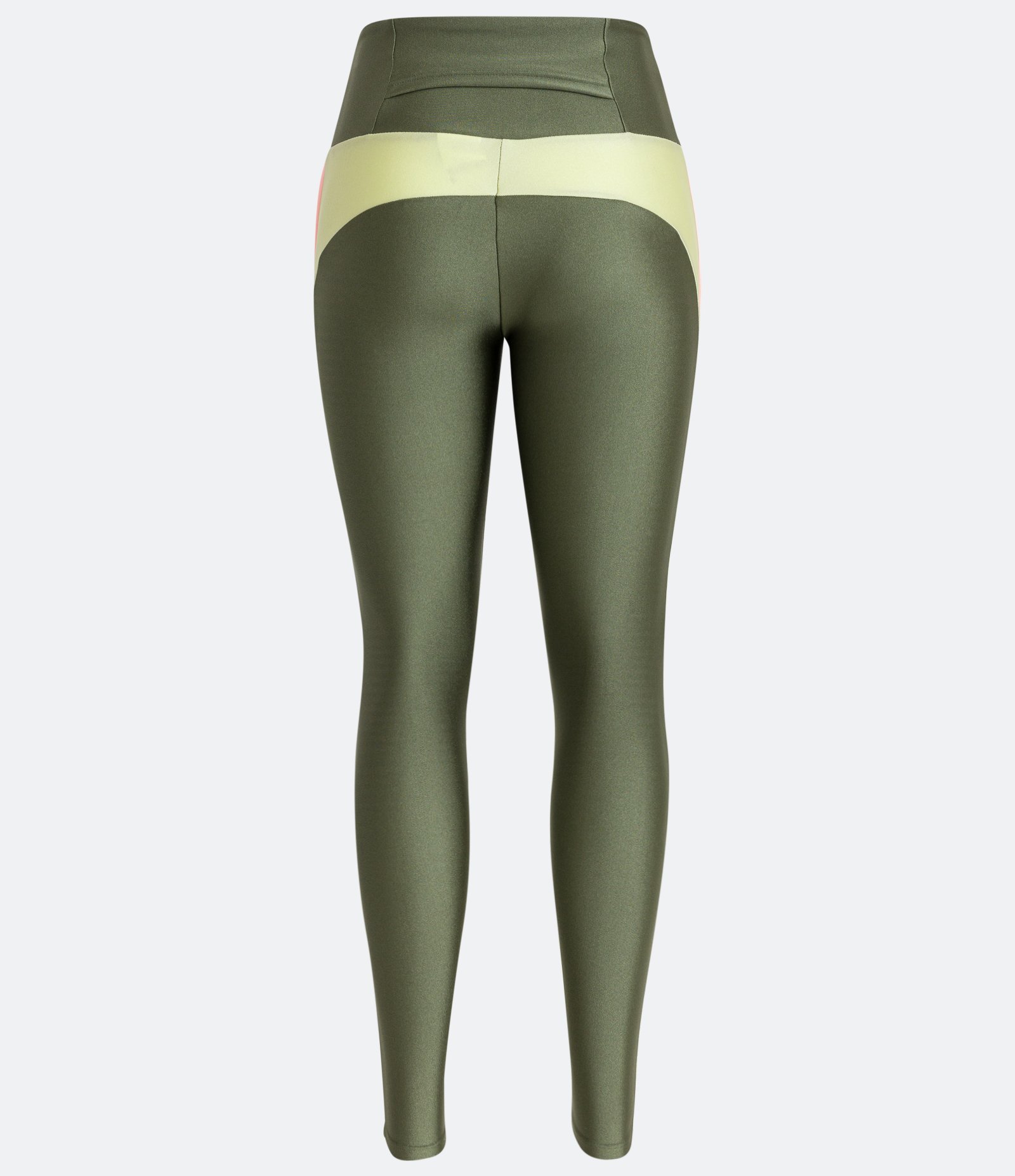 Calça Legging Esportiva em Poliamida com Recorte Contrastante Verde