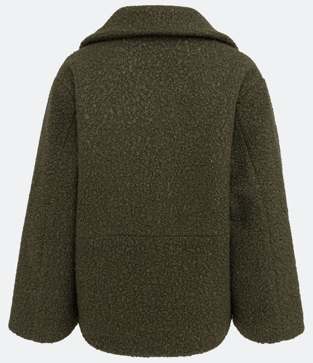 Chaqueta Corta con Cuello Diferenciada y Botones Verde Oliva 7
