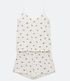 Imagem miniatura do produto Pijama Short Doll Tirante Fino en Ribana con Estampado Flores Blanco 5