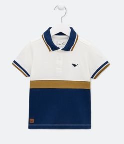 Camiseta Infantil com Gola Polo e Recortes - Tam 1 a 5 Anos