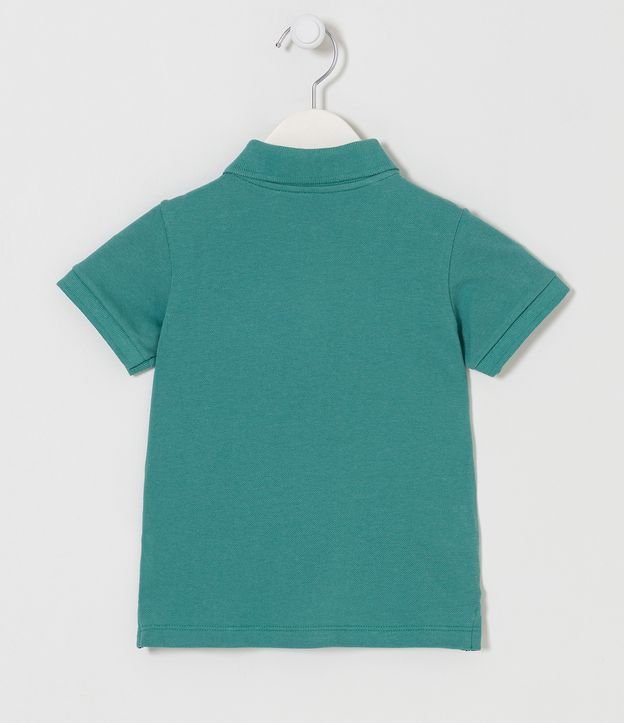 Camiseta Polo Infantil com Bordado e Fenda Lateral- Tam 1 a 5 Anos Verde 2