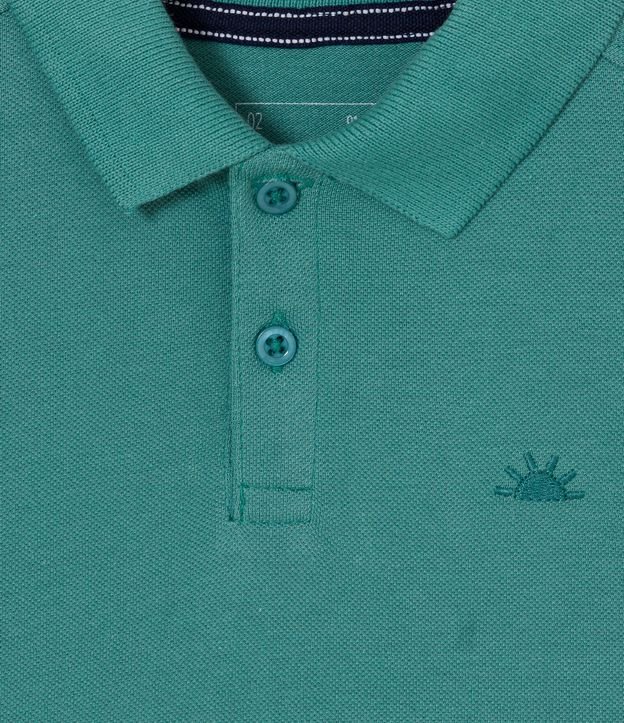 Camiseta Polo Infantil com Bordado e Fenda Lateral- Tam 1 a 5 Anos Verde 3