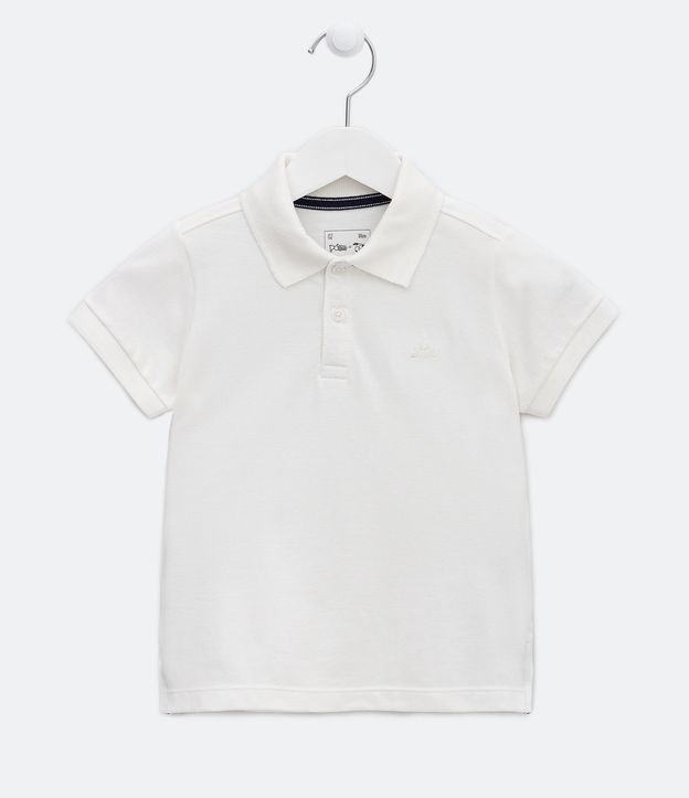 Camiseta Polo Infantil com Bordado e Fenda Lateral- Tam 1 a 5 Anos Branco 1