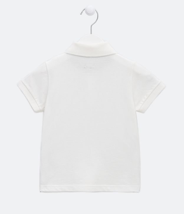 Camiseta Polo Infantil com Bordado e Fenda Lateral- Tam 1 a 5 Anos Branco 2