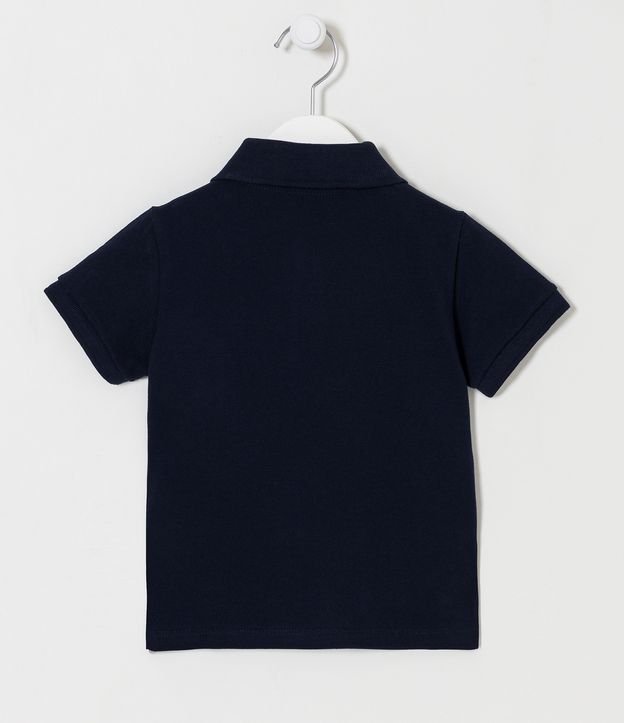 Camiseta Polo Infantil com Bordado e Fenda Lateral- Tam 1 a 5 Anos Azul 2