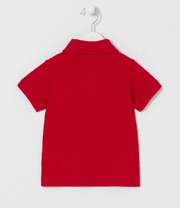 Camiseta Polo Infantil com Bordado e Fenda Lateral- Tam 1 a 5 Anos Vermelho 2
