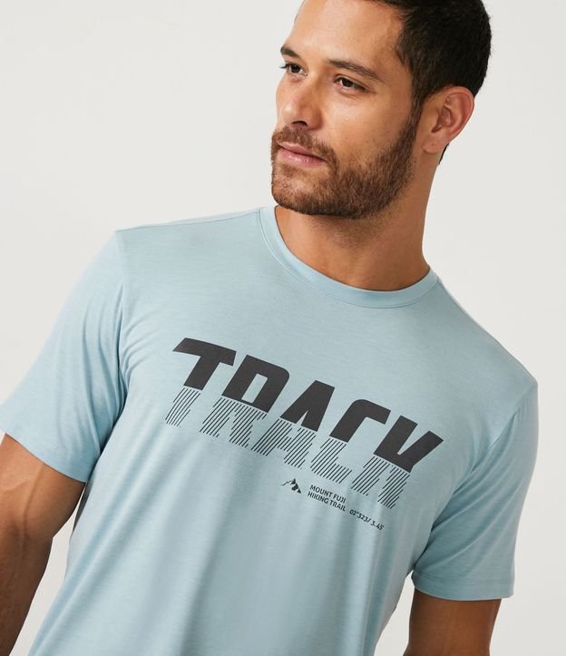 Remera Regular Deportiva con Estampado en Lettering Azul 4