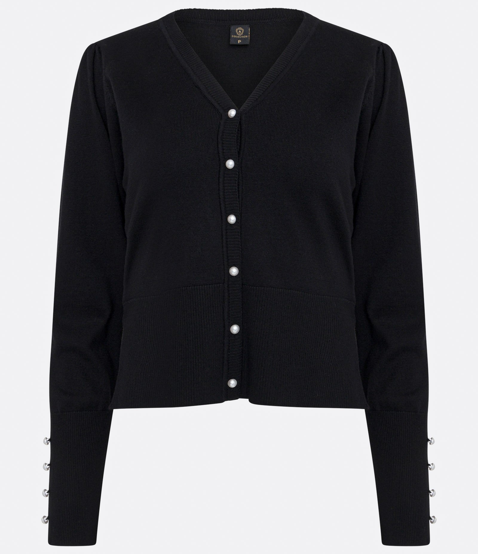 Cardigan em Tricô com Manga Bufante e Botão Pérola Preto 5