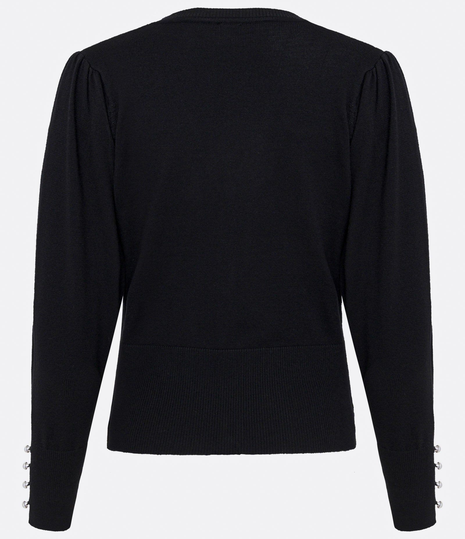 Cardigan em Tricô com Manga Bufante e Botão Pérola Preto 6