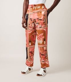 Calça em Algodão com Estampa Autoral