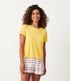Imagem miniatura do produto Pijama Short Doll en Ribana con Estampado Cuadrillé y Papaya Amarillo 1