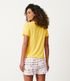 Imagem miniatura do produto Pijama Short Doll en Ribana con Estampado Cuadrillé y Papaya Amarillo 2