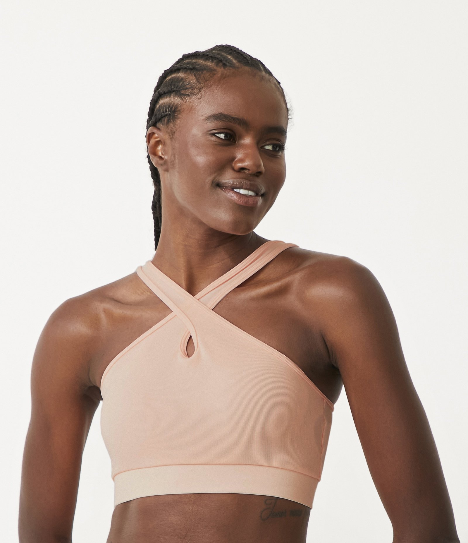 Top Esportivo em Poliamida com Bojo e Alça Cruzada Laranja Coral 2