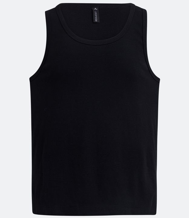 Remera Musculosa en Viscosa sin Estampado Negro 5