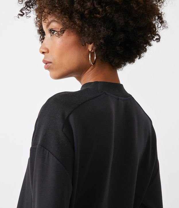 Blusa en Algodón con Detalle Acanalado Negro 5
