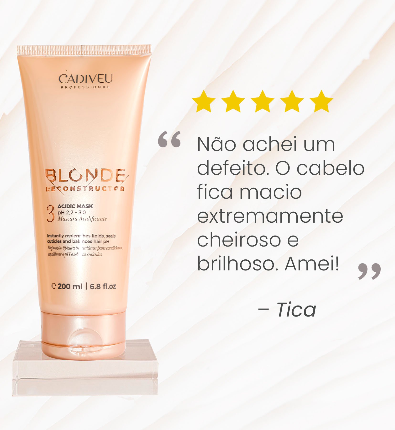 Mascara de Tramento Capilar Blonde Reconstructor Acidic Mask 200ml Cadiveu 200ml 5