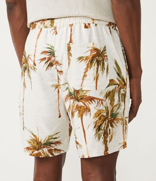 Bermuda en Algodón con Estampado de Cocoteros Tropicales Beige 3