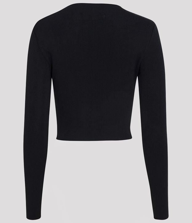 Blusa en Punto Acanelado con Cutout en Manga Larga Negro 6
