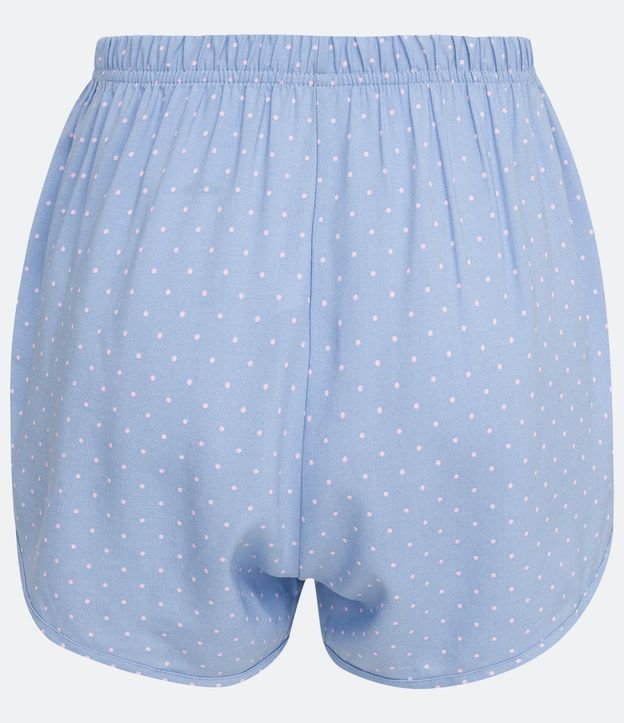 Short Runner de Pijama en Viscosa con Estampado de Lunares Azul 6