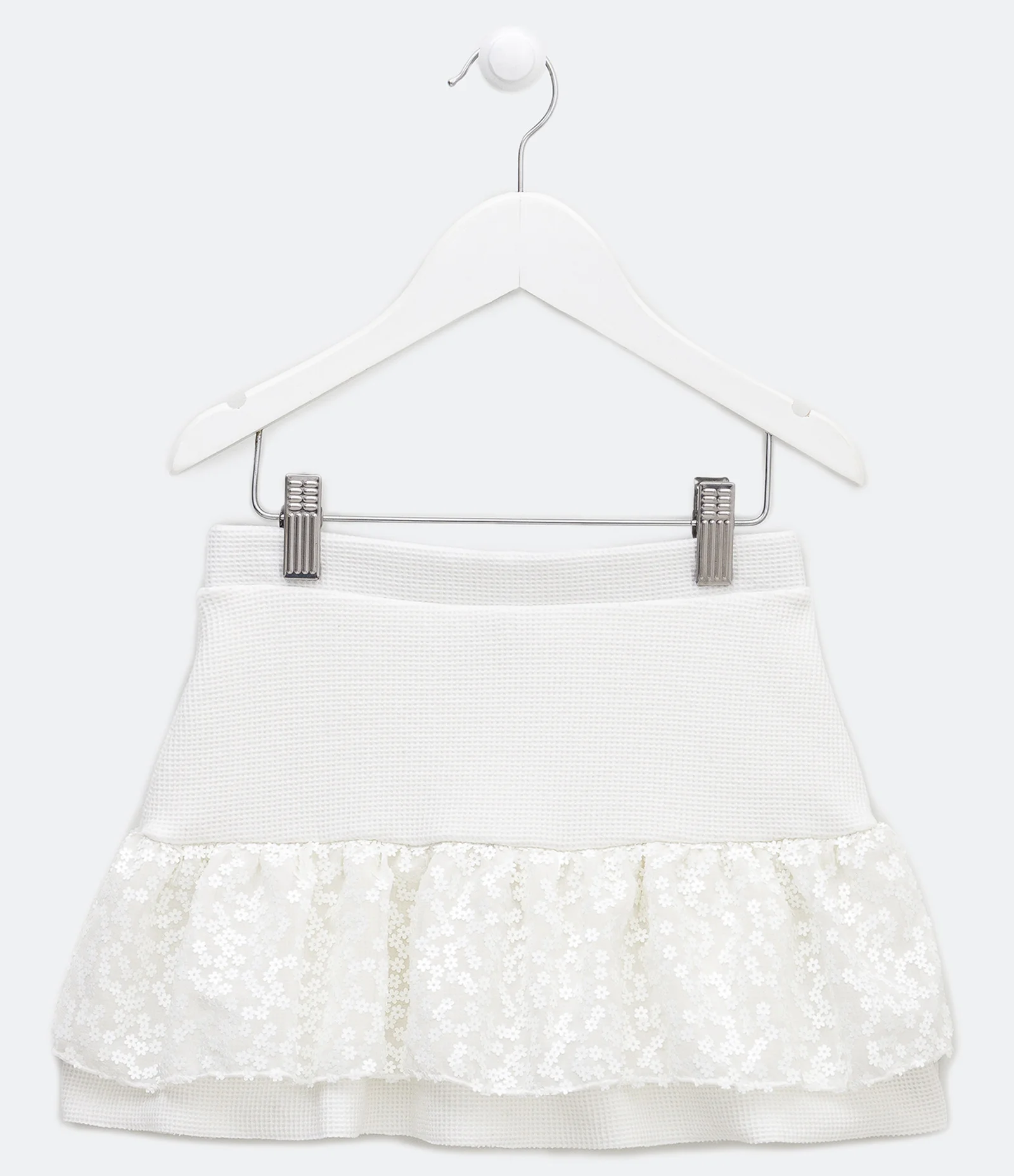 Short Saia Infantil com Florzinhas Brilhosas - Tam 5 a 14 Anos Branco 2