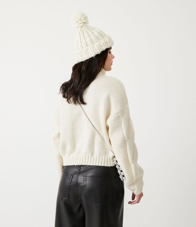 Blusa en Punto con Cuello Alto y Puntos DIferenciados Off White 3