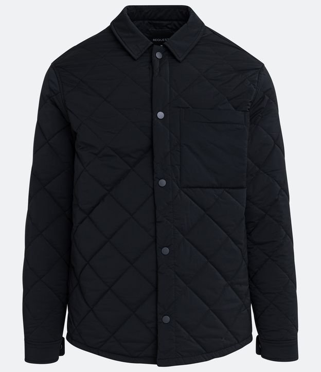 Campera Regular con Textura Capitoneada y Bolsillo Frontal Negro 8