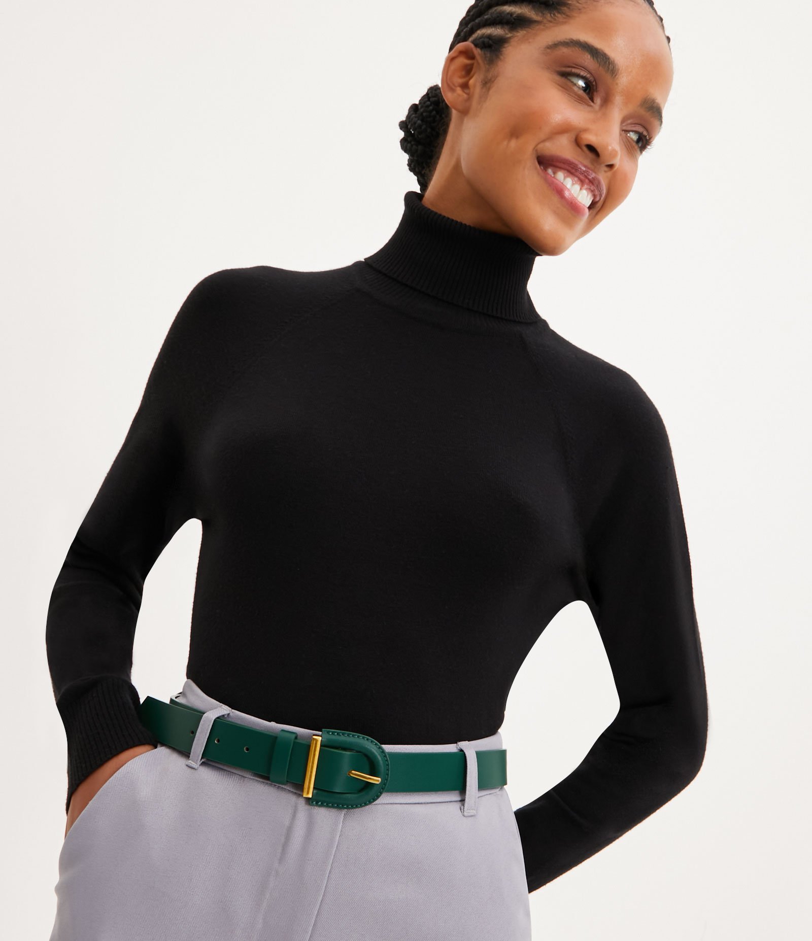 Cinto Estreito com Fivela Meia Lua Forrada Verde 1