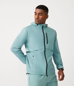 Jaqueta Esportiva Quebra-Vento com Capuz e Recorte