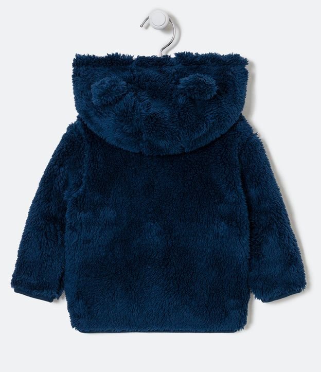 Saco Infantil en Fleece con Capucha de Orejitas - Talle 0 a 18 meses Azul 2