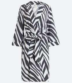 Robe Médio em Viscose com Estampa Animal Print Zebra