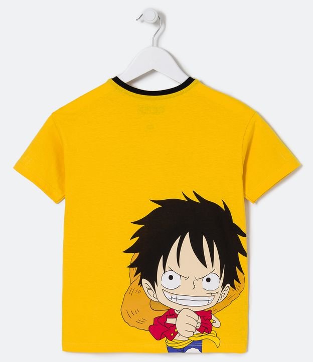 Camiseta Infantil com Estampa Luffy One Piece - Tam 5 a 14 Anos Amarelo