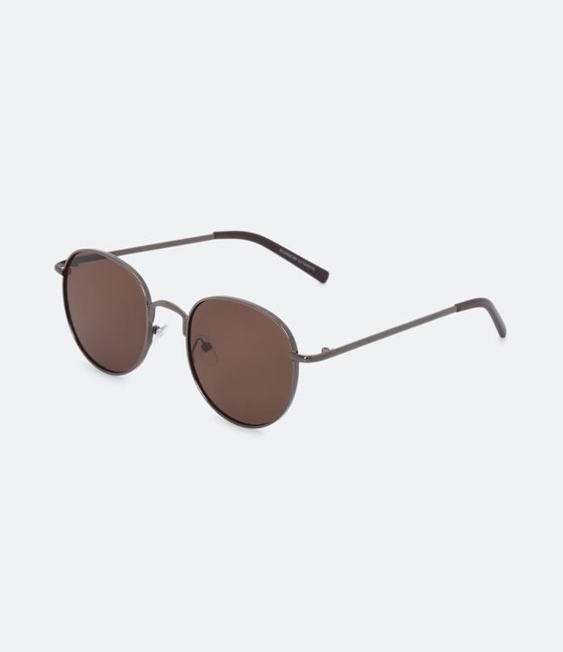 Óculos de Sol Redondo em Metal Slim - Cor: Bronze - Tamanho: U