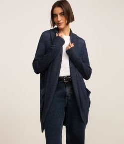 Cardigan Alongado Manga Longa em Tricô