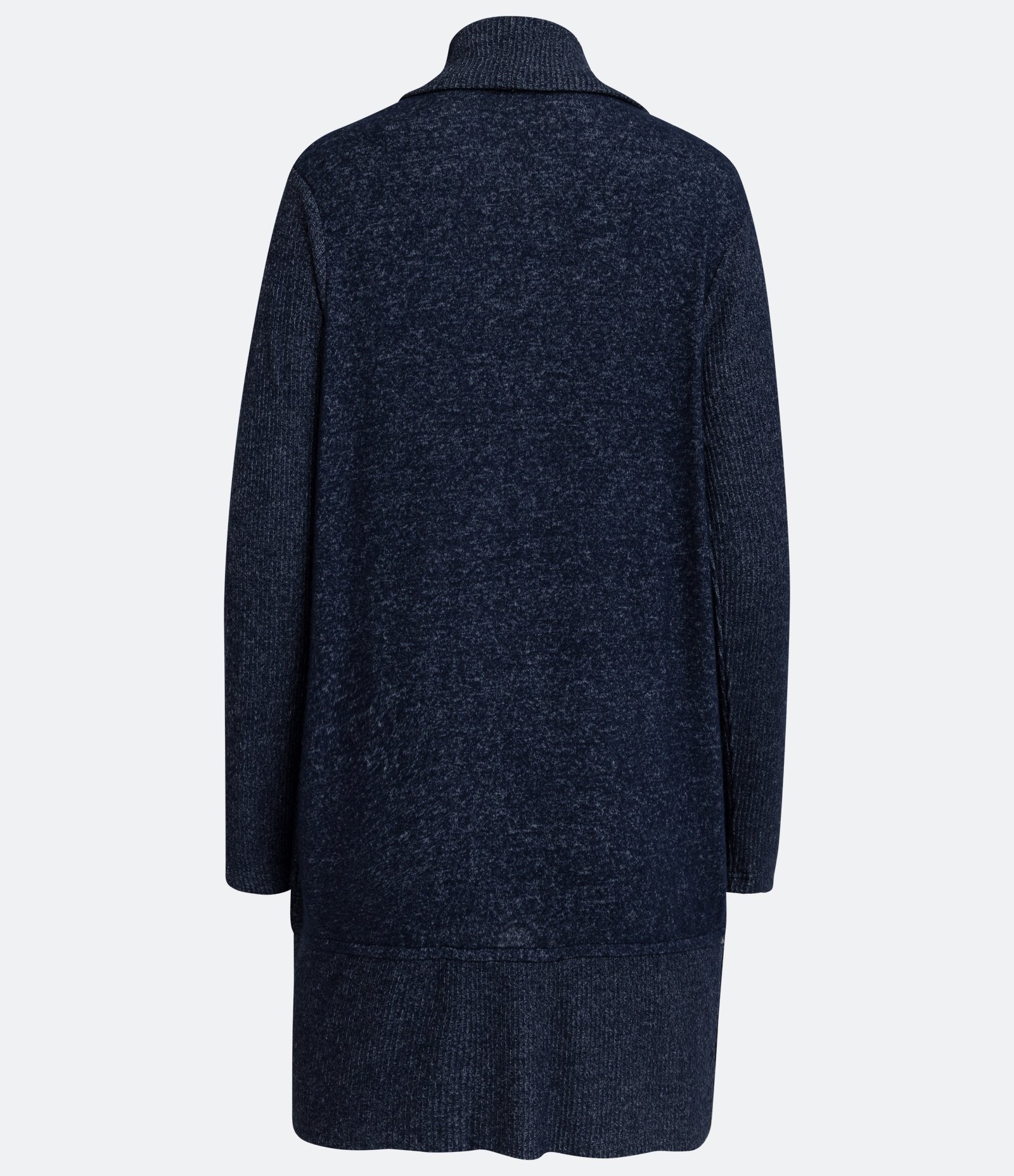 Cardigan Alongado Manga Longa em Tricô Azul Mescla 6