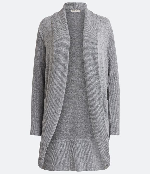 Cardigan Alargado de Punto Gris Melange 6
